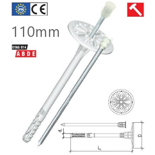 110mm Universal Insulation Panel Fixing with Metal Pin LMX10 (pack of 200)