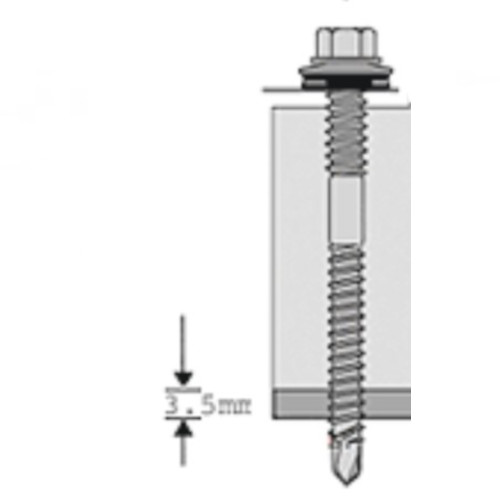 75mm Long Carbon Steel Hex Head Screws For Fixing Eco Panel To 3.5mm Steel Purlins - pack of 100