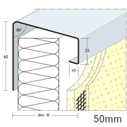50mm Soffit Flashing and Window Sill Extensions (with full end caps-pair) - 2.5m Length.